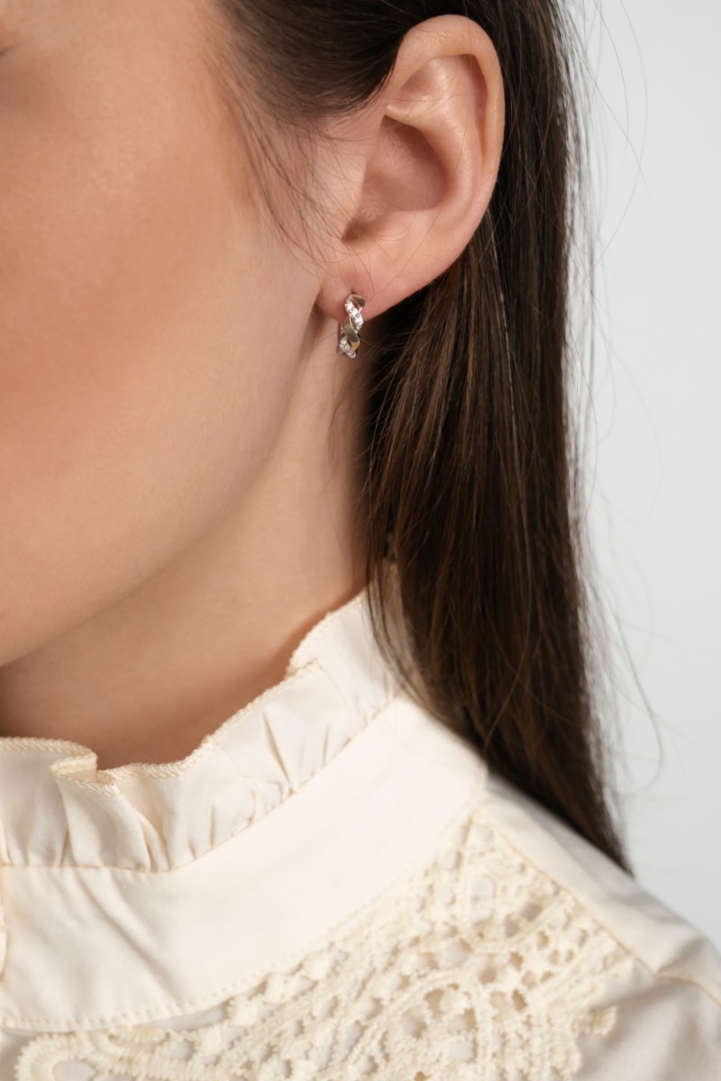 STERLING SILBER KREIS OHRRINGE MIT GOLD UND ZIRKONIA 1339.50 bild 2