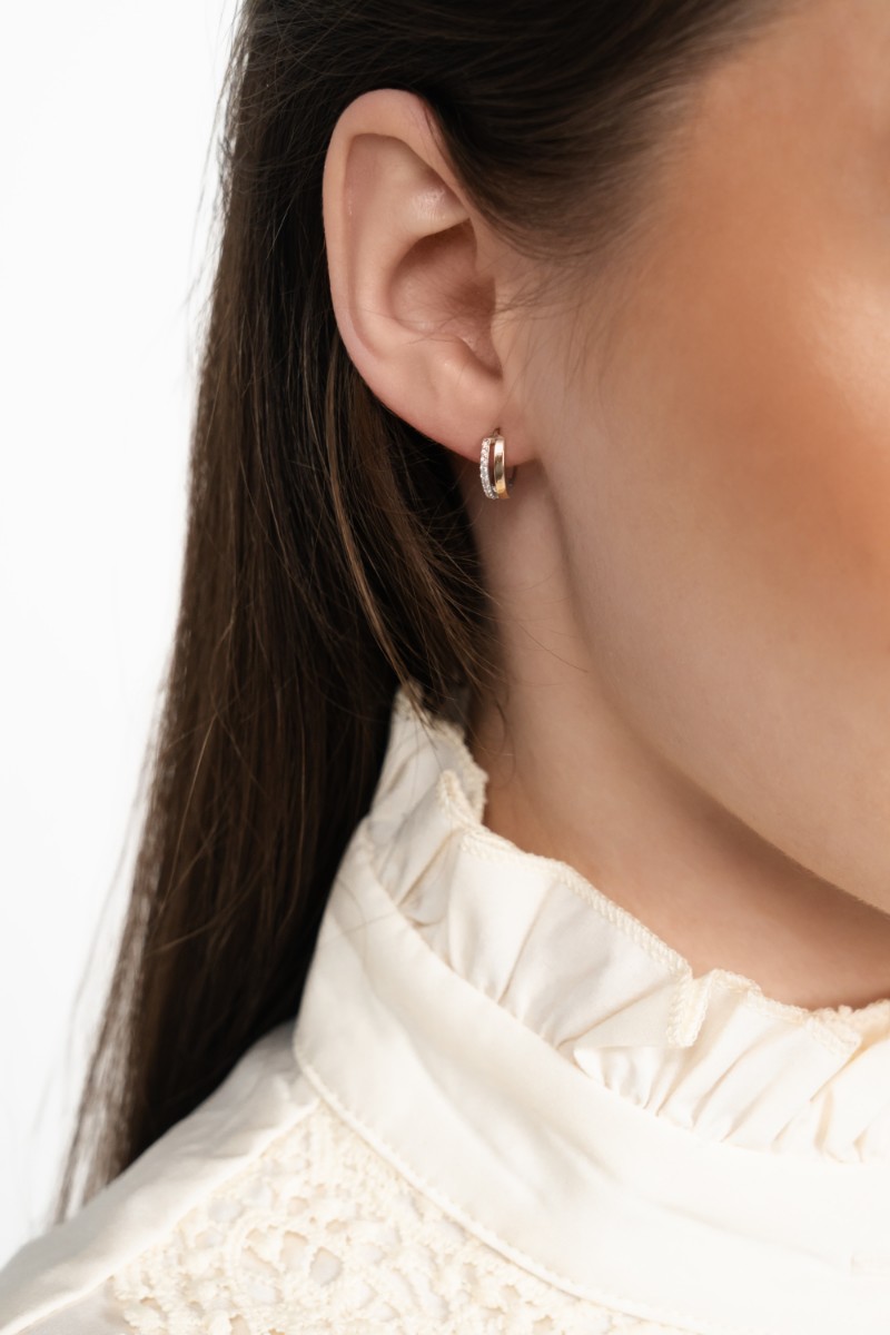 STERLING SILBER KREIS OHRRINGE MIT GOLD UND ZIRKONIA 1177.10 bild 2