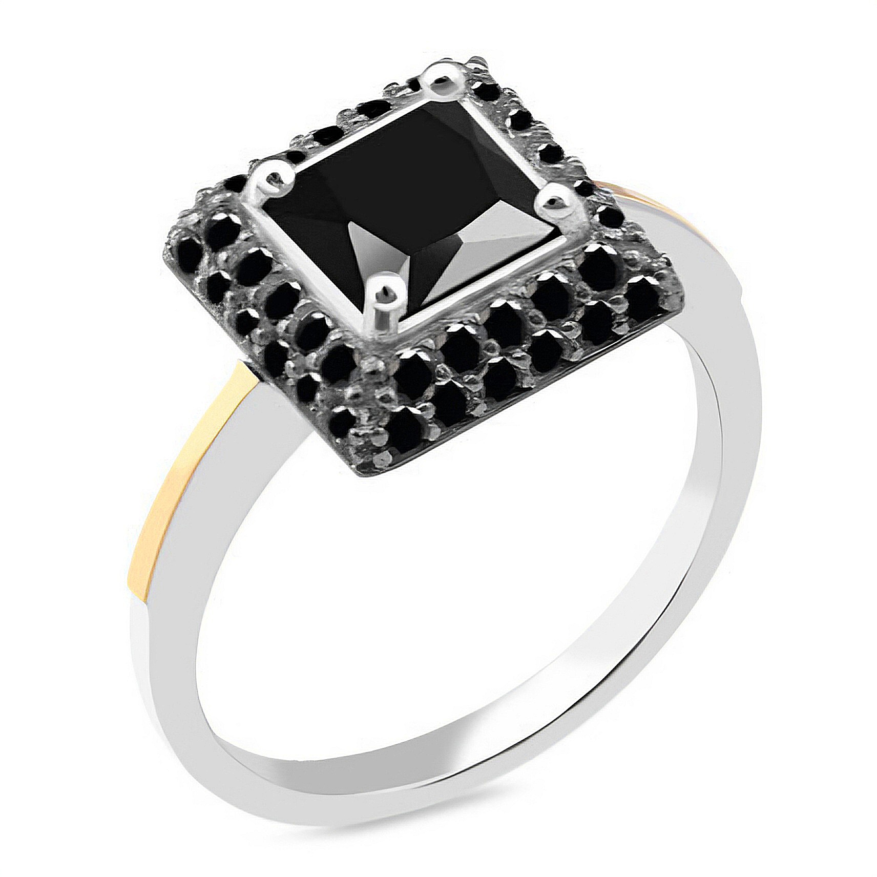SILBERRING MIT GOLD UND ZIRKONEN 918-1 bild 1
