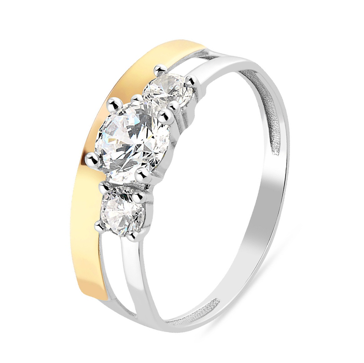 SILBERRING MIT GOLD UND ZIRKONEN 1531 bild 1