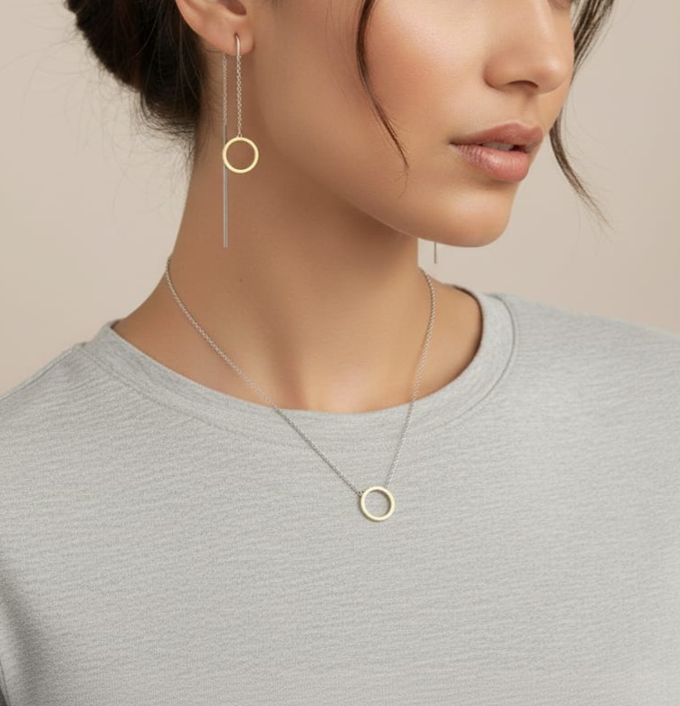 Silbernes Halskette mit Gold und Zirkonia 462 bild 2